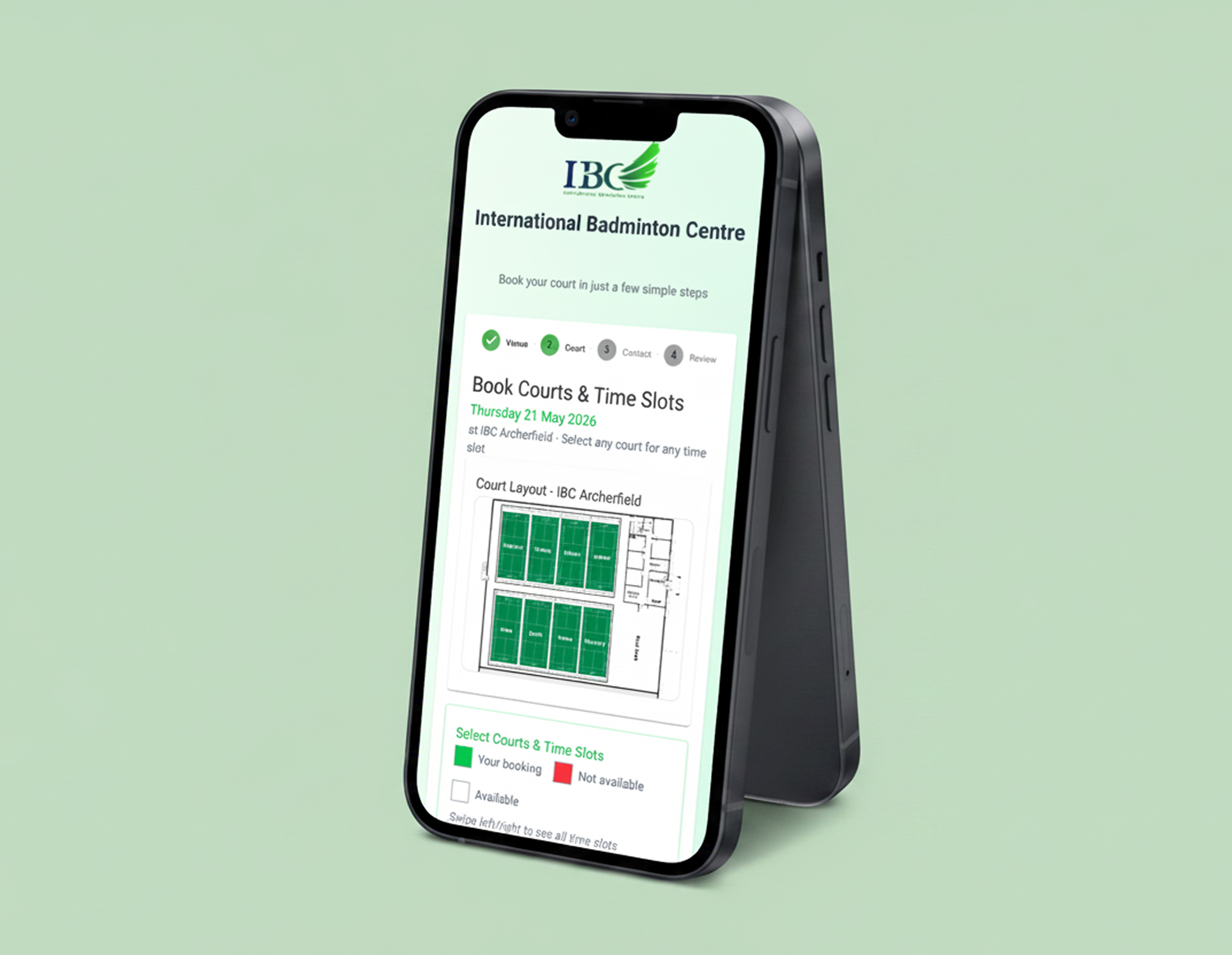 Integrated court map in booking flow